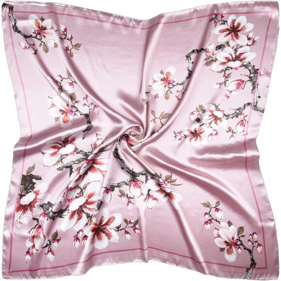 🆕 Women Pink Satin Square Silk Hair Scarves Wraps Smooth Natural Fashionable - Picture 1 of 6